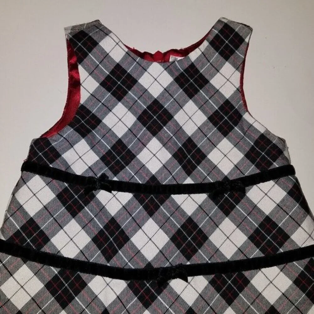 The Children's Place Dress Baby 3-6 Months Red Black White Plaid Valentine's Day